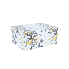 Cardboard box DIANA-9 with lid 21x15xH9cm, butterflies on white base
