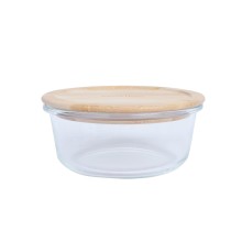Bowl BOXY D15xH6cm 620ml, glass, bamboo lid