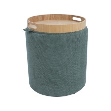 Ottoman/ table HIRO D34,5xH37cm, green, with storage and tray