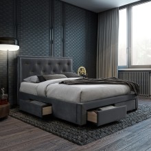 Кровать GLOSSY 160x200cм, с ящиками, серая