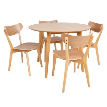 Dining table set ROXBY round table D105xH76cm, 4 chairs (AC91520 ), oak
