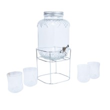 Glass jar +4glasses PARTY SET 4L, with a stand