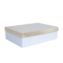 Коробка ELSA 35x25см, с крышкой золото/серебро, белая