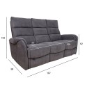 Sofa BOWERS 3-seater electric recliner, grey