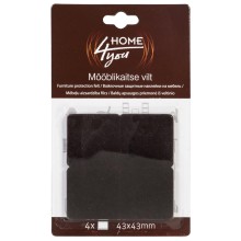 Furniture protective felt pads 43x43mm, 4pcs, black