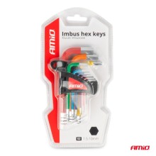 HEX hex key set with ball, 9 pieces, colored S2 steel