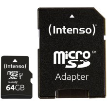 Memory micro sdxc 64gb c10/w/adapter 3433490, Intenso