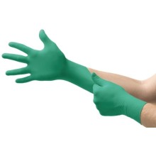 Одноразовые нитриловые перчатки Ansell TouchNTuff 92-600, 100 шт, толщина 0,12 мм, размер L (8,5-9), гладкая ладонь, зеленые