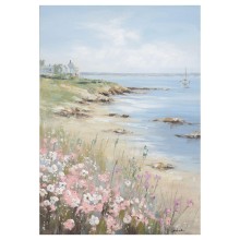 Oil painting 70x100cm, flowers on the beach