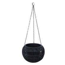 Hanging planter WICKER D32xH22cm, black