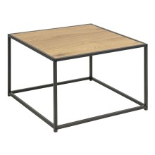 Журнальный столик SEAFORD, 60x60xH40см, дуб 3, цветной металл, шероховатая с порошковым покрытием, черный матовый