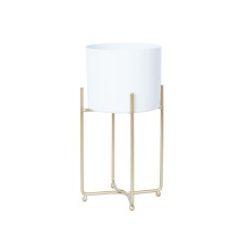 Flowerstand DEIA WHITE S 19,5x18xH37cm, white/golden