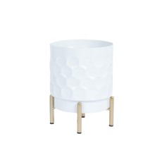 Flowerpot DEIA D15xH20cm, white/golden