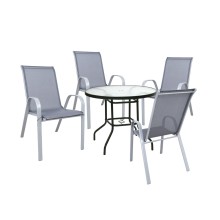 Garden furniture set DUBLIN table, 4 chairs, grey