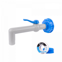 Комплект - кран PP 90° с адаптером IBCS60x6 для шланга 19 мм с лентой PTFE