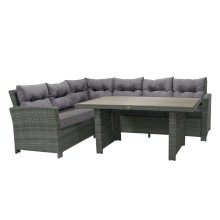 Garden furniture set PAVIA table, corner sofa, dark grey