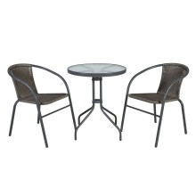 Rõdukomplekt BISTRO laud D60xH70cm, 2 tooli (20563), metallraam, värvus: hall