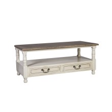 Придиванный столик SAMIRA NEW 110x55,5xH45см, антично-белый/натуральный