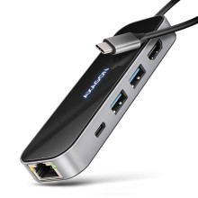 AXAGON, USB-C 5 Гбит/с GLASS 6-в-1 концентратор, HMC-6GLN