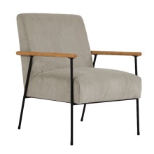 Каркас из черного металла, подлокотники из натурального дерева.