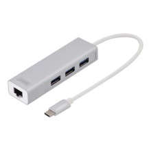 Digitus, USB Type-C 3-портовый концентратор + Gigabit Ethernet