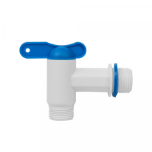 PP tap with 3/4 "male thread input, 3/4" male thread output - white