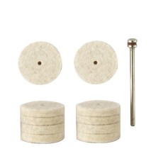 Felt polishing discs, 22 mm diameter, 10 pcs. + arbor