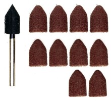 Sanding drum carrier with 10 sanding drums Ø 9 mm, 5 each 80 + 150 grit