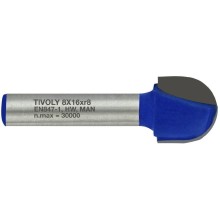 Radius groove cutter 16x8 mm, 8mm shank