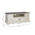 TV table SAMIRA NEW, 5-drawers, 117x53xH50cm, table top: MDF, frame and legs: ash/ paulownia, color: antique white