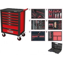 Tool trolley RACINGline, 7 drawers + 598-part set, KS Tools