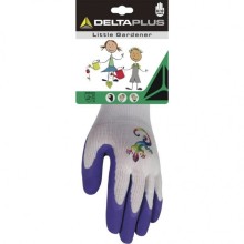 Gloves for children, polyester, latex foam in the palm, purple 4 (8/10 Y), Delta Plus