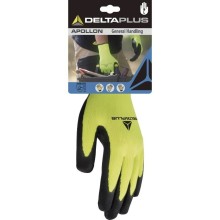 Gloves, Tricot Finger, Latex Palm, HiViz Yellow 7, Delta Plus
