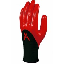 Gloves, polyester, nitrile coated, red 10, Delta Plus