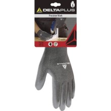 Gloves, polyester, PU palm, gray 8, Delta Plus