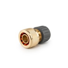 BRASS SOFT Hose connector 3/4" with STOP, brass