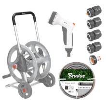 WHITE LINE Metal hose cart with a garden hose 1/2" 30m and accessories SILVER PRO SET