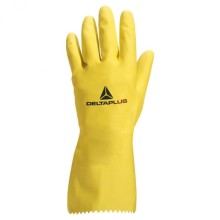 Gloves, all nat. latex, household finger, yellow 8/9, Delta Plus