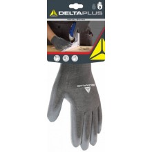 Gloves, polyester, PU palm, gray 9, Delta Plus