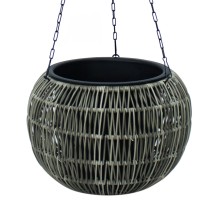 Hanging planter WICKER D32xH22cm, grey