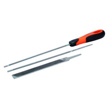Chainsaw sharpening files set (two round and one flat) 4,8mm with handle