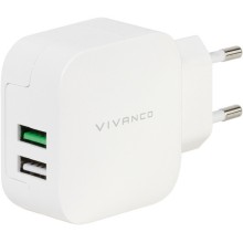 Зарядка Vivanco USB 2,4A/1A, белая (37563)
