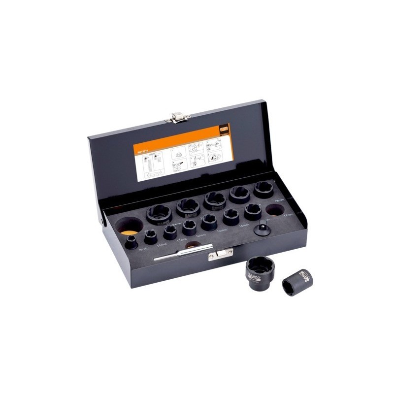 Twist socket set 16 pcs 3/8" and 1/2" 8-27mm