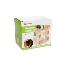 Flamingo wooden castle for rodents 16x11x15cm