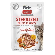Brit Care Fillets in Gravy Hearty Duck wet food for sterilized cats 85g