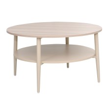 Coffee table LESTER 80x80xH45cm, light wood/beige