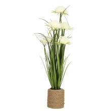 Artificial flower IN GARDEN H70cm, white chrysanthemum, grass with pot