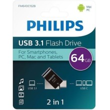 PHILIPS USB 3.1 / USB-C Flash Drive Midnight black 64GB 