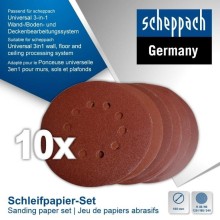 Set of Velcro sanding discs CG Ø180mm P40/80/120/180/240, Scheppach