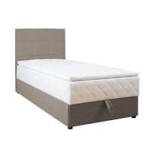 Continental bed LEVI 90x200cm, with mattress, dark beige